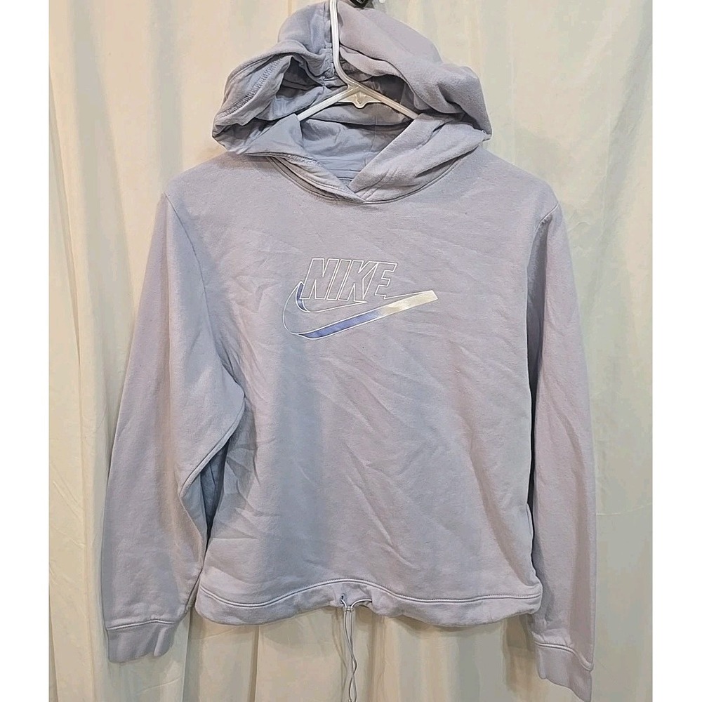 Nike Oversized Hoodie Sweatshirt Size XS Purple Adjustable Drawstring Hem Logo‎